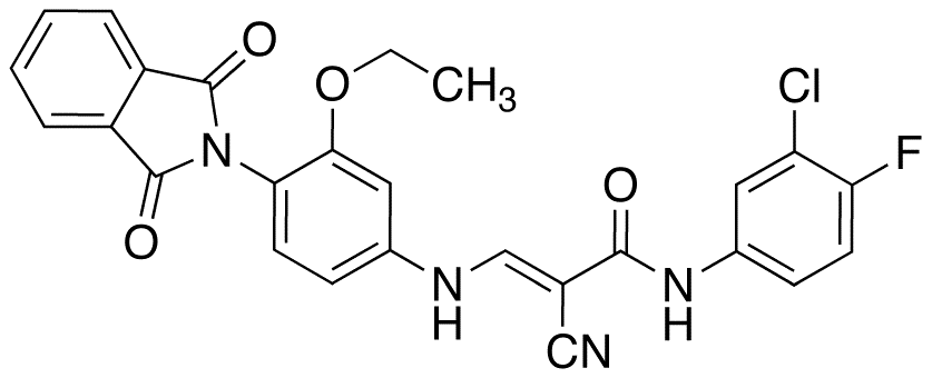 (E)-3-[3-Ethoxy-4-(phthalimidyl)anilino]-N-(3-chloro-4-fluorophenyl)-2-cyano-2-propenamide - Chemical structure and product image