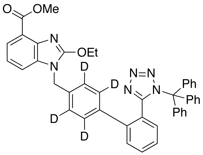 2-Ethoxy-1-[[2-[2-(trityl)-2H-tetrazol-5-yl][1,1-biphenyl]-4-yl]methyl]-1H-benzimidazole-4-carboxylic Acid Methyl Ester-d4 (Candesartan Impurity) - Chemical structure and product image