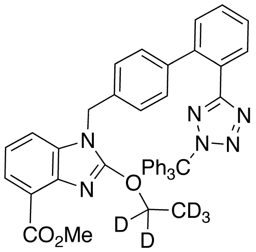 2-Ethoxy-1-[[2-[2-(trityl)-2H-tetrazol-5-yl][1,1-biphenyl]-4-yl]methyl]-1H-benzimidazole-4-carboxylic Acid Methyl Ester-d5 (Candesartan Impurity) - Chemical structure and product image