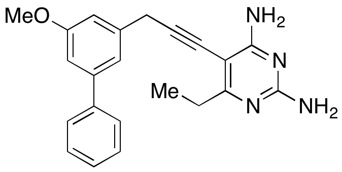 6-Ethyl-5-(3-(5-methoxy-[1,1-biphenyl]-3-yl)prop-1-yn-1-yl)pyrimidine-2,4-diamine - Chemical structure and product image