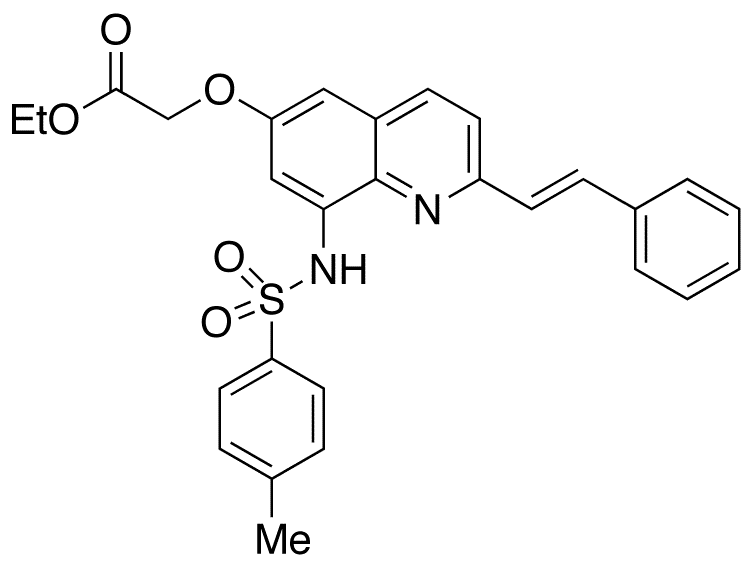Ethyl 2-(2-[(E)-2-Phenyl-1-ethenyl]-6-quinolyloxy-8-p-toluenesulfonamido)acetate - Chemical structure and product image