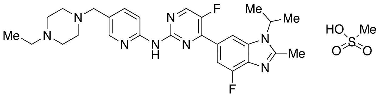 N-[5-[(4-Ethyl-1-piperazinyl)methyl]-2-pyridinyl]-5-fluoro-4-[4-fluoro-2-methyl-1-(1-methylethyl)-1H-benzimidazol-6-yl]-2-pyrimidinamine Methanesulfonate - Chemical structure and product image