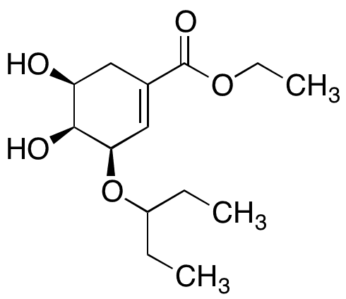(3R,4S,5S)-3-(1-Ethylpropoxy)-4,5-dihydroxy-1-cyclohexene-1-carboxylic Acid Ethyl Ester - Chemical structure and product image