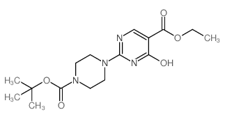 Ethyl 2-(4-(t-BOC)piperazin-1-yl)-4-hydroxypyrimidine-5-carboxylate - Chemical structure and product image