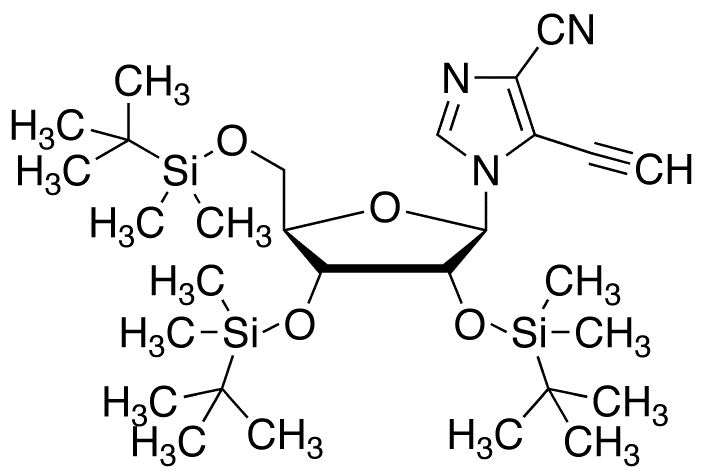 5-Ethynyl-1-(2,3,5-tri-O-tert-butyldimethylsilyl-beta-D-ribofuranosyl)imidazo-4-carbonitrile - Chemical structure and product image