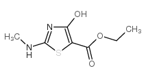 Ethyl 4-hydroxy-2-methylaminothiazole-5-carboxylate - Chemical structure and product image