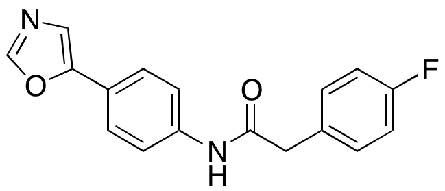 4-â€‹Fluoro-â€‹N-â€‹[4-â€‹(5-â€‹oxazolyl)â€‹phenyl]â€‹benzeneacetamide - Chemical structure and product image
