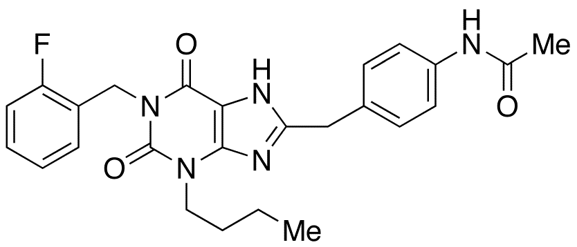 N-[4-[1-(2-Fluorobenzyl)-3-butyl-2,6-dixo-2,3,6,7-tetrahydro-1H-purin-8-ylmethyl]phenyl]acetamide - Chemical structure and product image