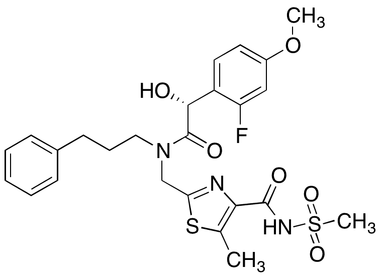 2-[[[(2R)-2-(2-Fluoro-4-methoxyphenyl)-2-hydroxyacetyl](3-phenylpropyl)amino]methyl]-5-methyl-N-(methylsulfonyl)-4-thiazolecarboxamide - Chemical structure and product image