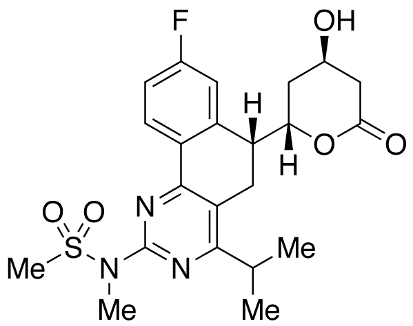 N-[(6R)-8-Fluoro-5,6-dihydro-4-(1-methylethyl)-6-[(2S,4R)-tetrahydro-4-hydroxy-6-oxo-2H-pyran-2-yl]benzo[h]quinazolin-2-yl]-N-methylmethanesulfonamide - Chemical structure and product image