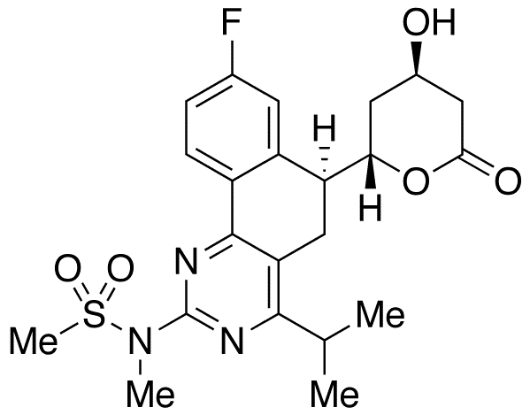 N-[(6S)-8-Fluoro-5,6-dihydro-4-(1-methylethyl)-6-[(2S,4R)-tetrahydro-4-hydroxy-6-oxo-2H-pyran-2-yl]benzo[h]quinazolin-2-yl]-N-methylmethanesulfonamide - Chemical structure and product image