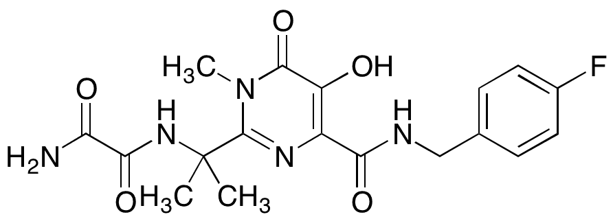 N1-[1-[4-[[[(4-Fluorophenyl)methyl]amino]carbonyl]-1,6-dihydro-5-hydroxy-1-methyl-6-oxo-2-pyrimidinyl]-1-methylethyl]ethanediamide - Chemical structure and product image