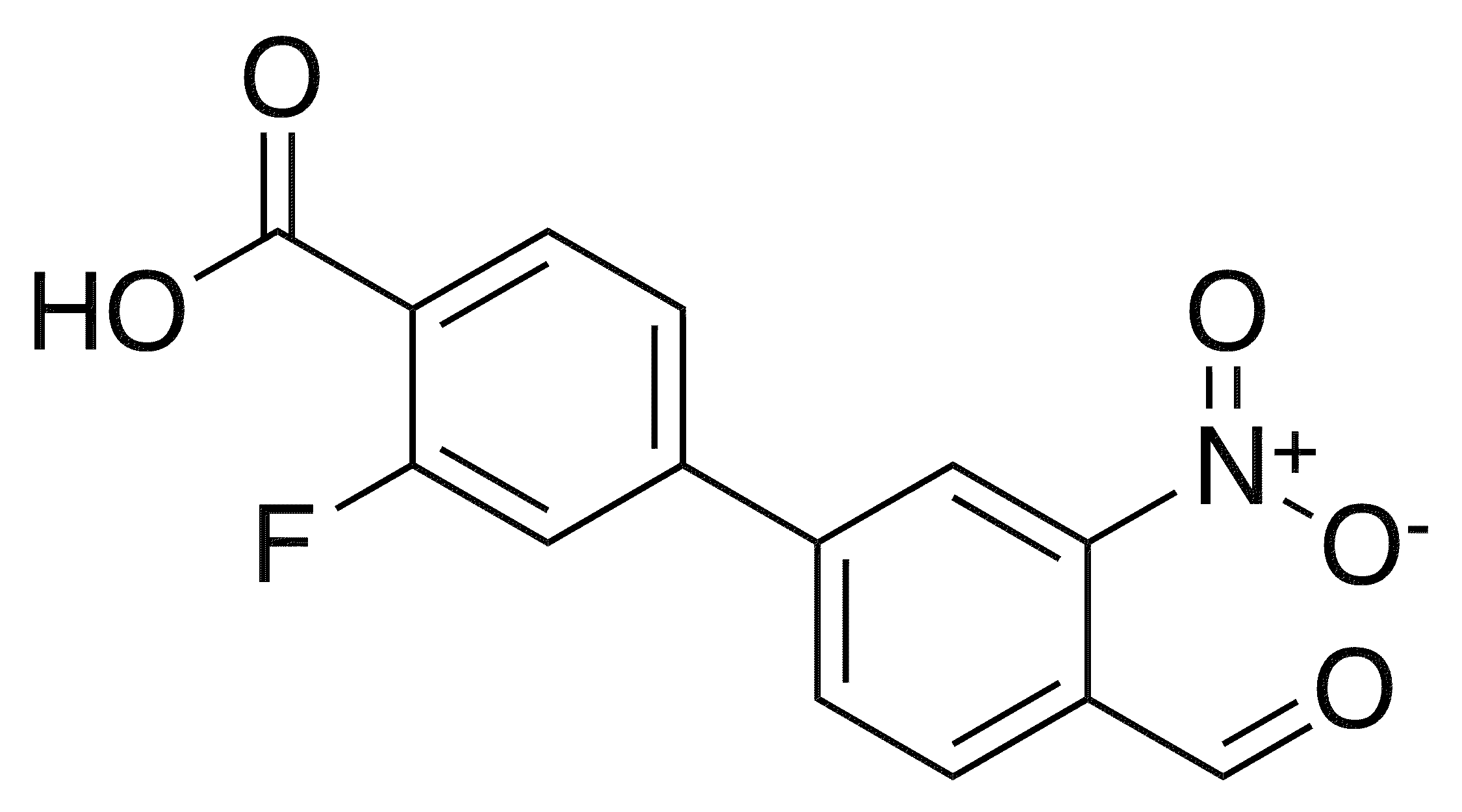 2-Fluoro-4-(4-formyl-3-nitrophenyl)benzoic acid - Chemical structure and product image