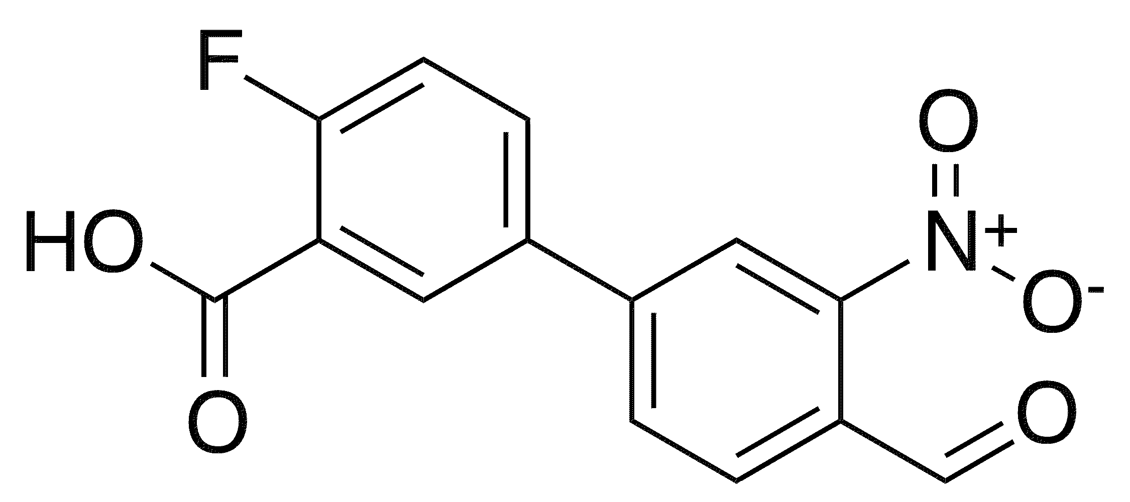 2-Fluoro-5-(4-formyl-3-nitrophenyl)benzoic acid - Chemical structure and product image