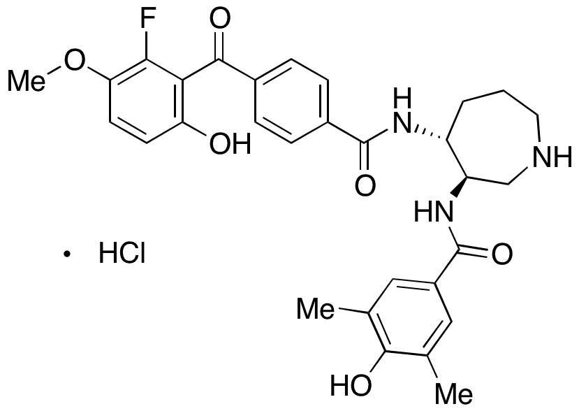 N-[(3R,4R)-4-[[4-(2-Fluoro-6-hydroxy-3-methoxybenzoyl)benzoyl]amino]hexahydro-1H-azepin-3-yl]-4-hydroxy-3,5-dimethyl-benzamide Hydrochloride - Chemical structure and product image