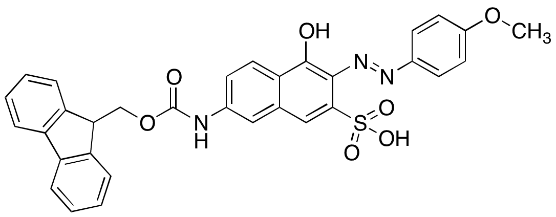 7-â€‹[[(9H-â€‹Fluoren-â€‹9-â€‹ylmethoxy)â€‹carbonyl]â€‹amino]â€‹-â€‹4-â€‹hydroxy-â€‹3-â€‹[2-â€‹(4-â€‹methoxyphenyl)â€‹diazenyl]â€‹-2-â€‹naphthalenesulfonic Acid - Chemical structure and product image