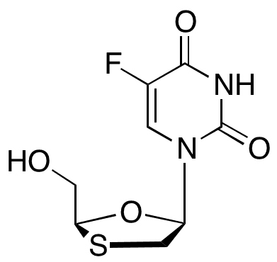 (2S-cis)-5-Fluoro-1-[2-(hydroxymethyl)-1,3-oxathiolan-5-yl]-2,4(1H,3H)-pyrimidinedione - Chemical structure and product image