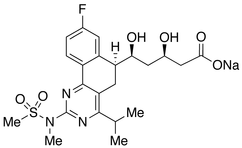 (3R,5S)-5-[(S)-8-Fluoro-4-isopropyl-2-(N-methylmethylsulfonamido)-5,6-dihydrobenzo[h]quinazolin-6-yl]-3,5-dihydroxypentanoic Acid Sodium Salt - Chemical structure and product image