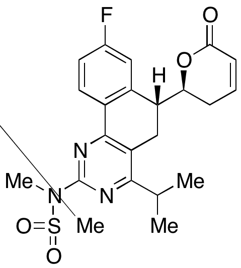 N-((R)-8-Fluoro-4-isopropyl-6-((S)-6-oxo-3,6-dihydro-2H-pyran-2-yl)-5,6-dihydrobenzo[h]quinazolin-2-yl)-N-methylmethanesulfonamide - Chemical structure and product image