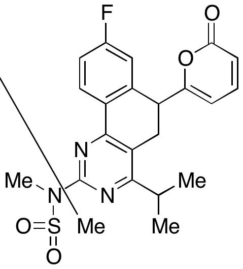 N-(8-Fluoro-4-isopropyl-6-(2-oxo-2H-pyran-6-yl)-5,6-dihydrobenzo[h]quinazolin-2-yl)-N-methylmethanesulfonamide - Chemical structure and product image