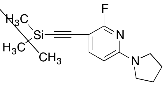2-Fluoro-6-(pyrrolidin-1-yl)-3-((trimethylsilyl)-ethynyl)pyridine - Chemical structure and product image