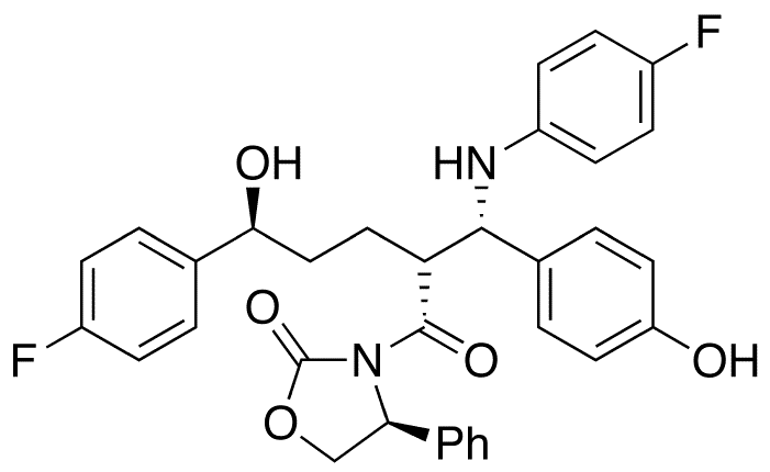 (4S)-3-[(2R,5S)-5-(4-Fluorophenyl)-2-[(S)-[(4-fluorophenyl)amino](4-hydroxyphenyl)methyl]-5-hydroxy-1-oxopentyl]-4-phenyl-2-oxazolidinone - Chemical structure and product image