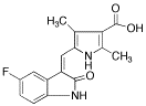 5-(5-Fluoro-2-oxo-1,2-dihydro-indol-3-ylidenemethyl)-2,4-dimethyl-1H-pyrrole-3-carboxylic Acid - Chemical structure and product image