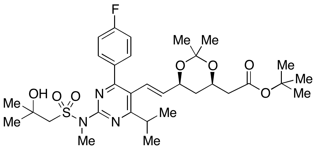 2-((4R,6S)-6-((E)-2-(4-(4-Fluorophenyl)-2-(2-hydroxy-N,2-dimethylpropylsulfonamido)-6-isopropylpyrimidin-5-yl)vinyl)-2,2-dimethyl-1,3-dioxan-4-yl)acetic Acid tert-Butyl Ester - Chemical structure and product image
