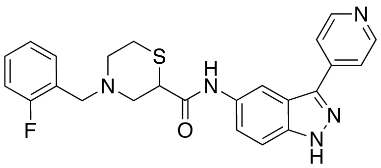 4-[(2-Fluorophenyl)methyl]-N-[3-(4-pyridinyl)-1H-indazol-5-yl]-2-thiomorpholinecarboxamide - Chemical structure and product image