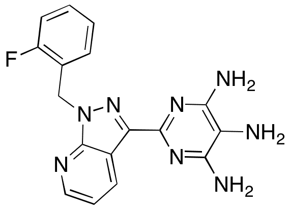 2-[1-(2-Fluorobenzyl)-1H-pyrazolo[3,4-b]pyridin-3-yl]pyrimidine-4,5,6-triamine - Chemical structure and product image