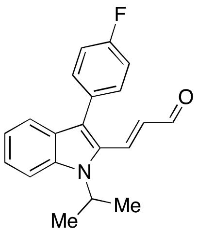 (E)-3-(3-(4-Fluorophenyl)-1-isopropyl-1H-indol-2-yl)acrylaldehyde - Chemical structure and product image