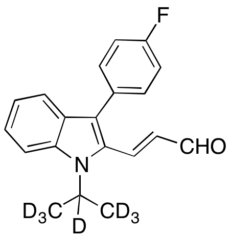 (E)-3-(3-(4-Fluorophenyl)-1-isopropyl-1H-indol-2-yl)acrylaldehyde-d7 - Chemical structure and product image