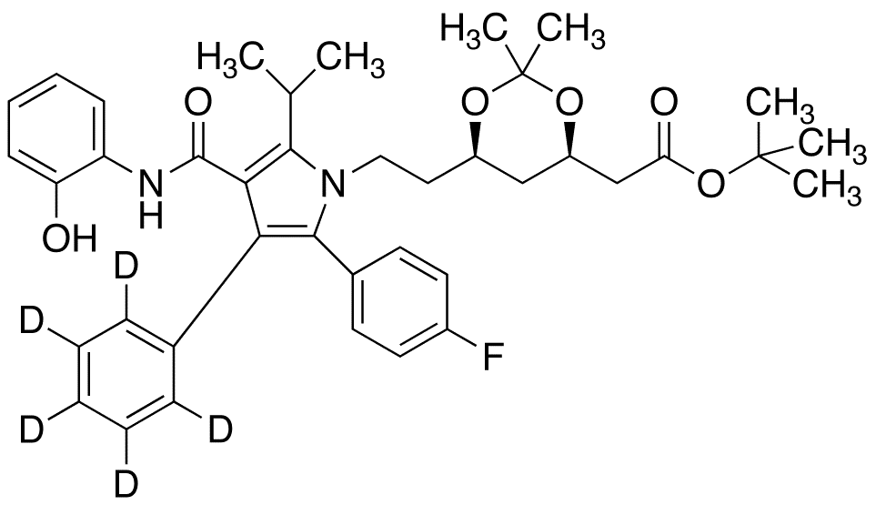 2-Hydroxy Atorvastatin-d5 Acetonide tert-Butyl Ester - Chemical structure and product image