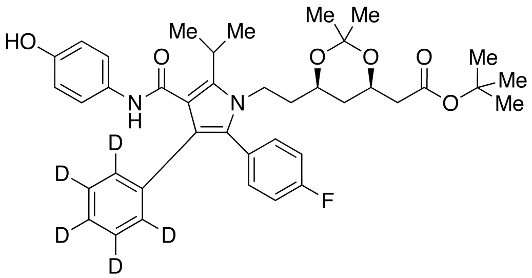 4-Hydroxy Atorvastatin-d5 Acetonide tert-Butyl Ester - Chemical structure and product image