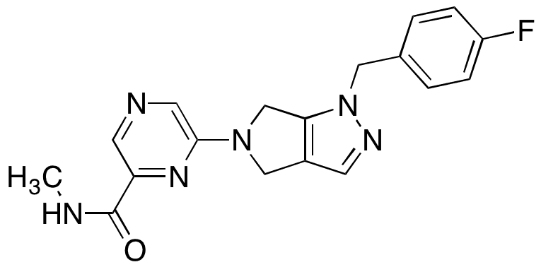 6-[1-[(4-Fluorophenyl)methyl]-4,6-dihydropyrrolo[3,4-c]pyrazol-5(1H)-yl]-N-methyl-2-pyrazinecarboxamide - Chemical structure and product image