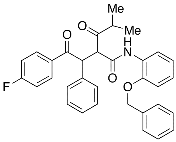 2-[2-(4-Fluorophenyl)-2-oxo-1-phenyl-ethyl]-4-methyl-3-oxo-pentanoic Acid, (2-Benzyloxy-phenyl)-amide - Chemical structure and product image