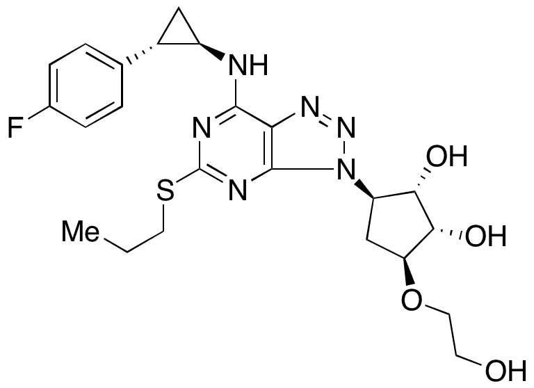 (1S,2S,3R,5S)-3-[7-[[(1R,2S)-2-(4-fluorophenyl)cyclopropyl]amino]-5-(propylthio)-3H-1,2,3-triazolo[4,5-d]pyrimidin-3-yl]-5-(2-hydroxyethoxy)-1,2-cyclopentanediol - Chemical structure and product image