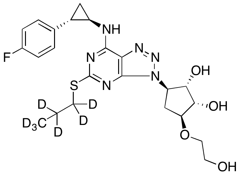 (1S,2S,3R,5S)-3-[7-[[(1R,2S)-2-(4-fluorophenyl)cyclopropyl]amino]-5-(propylthio)-3H-1,2,3-triazolo[4,5-d]pyrimidin-3-yl]-5-(2-hydroxyethoxy)-1,2-cyclopentanediol-d7 - Chemical structure and product image