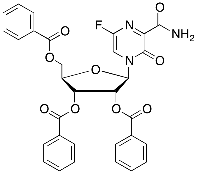 6-Fluoro-3,4-dihydro-3-oxo-4-(2,3,5-tri-O-benzoyl-beta-D-ribofuranosyl)-2-pyrazinecarboxamide - Chemical structure and product image