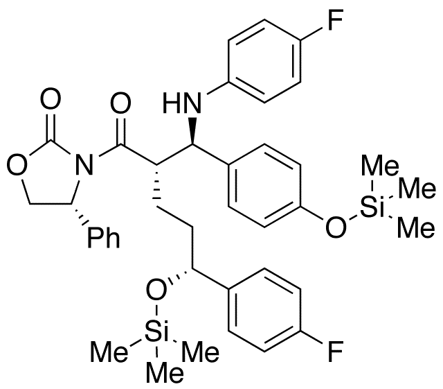 (4R)-3-[(2S,5R)-5-(4-Fluorophenyl)-2-[(R)-[(4-fluorophenyl)amino][4-[(trimethylsilyl)oxy]phenyl]methyl]-1-oxo-5-[(trimethylsilyl)oxy]pentyl]-4-phenyl-2-oxazolidinone - Chemical structure and product image