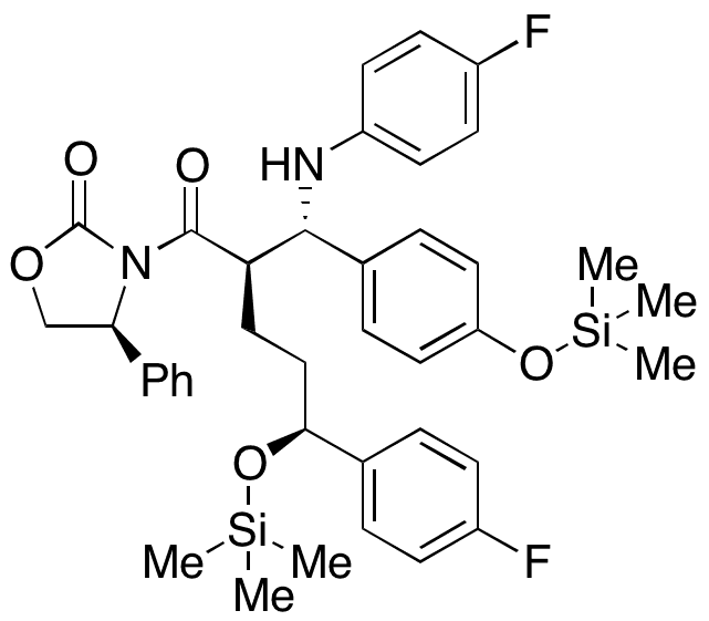 (4S3-[(2R,5S)-5-(4-Fluorophenyl)-2-[(S)-[(4-fluorophenyl)amino][4-[(trimethylsilyl)oxy]phenyl]methyl]-1-oxo-5-[(trimethylsilyl)oxy]pentyl]-4-phenyl-2-oxazolidinone - Chemical structure and product image