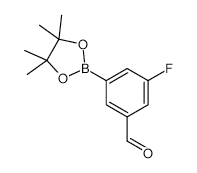 3-Fluoro-5-(4,4,5,5-tetramethyl-1,3,2-dioxaborolan-2-yl)benzaldehyde - Chemical structure and product image