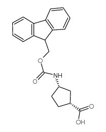 (-)-(1R,3S)-N-Fmoc-3-aminocyclopentanecarboxylic acid - Chemical structure and product image