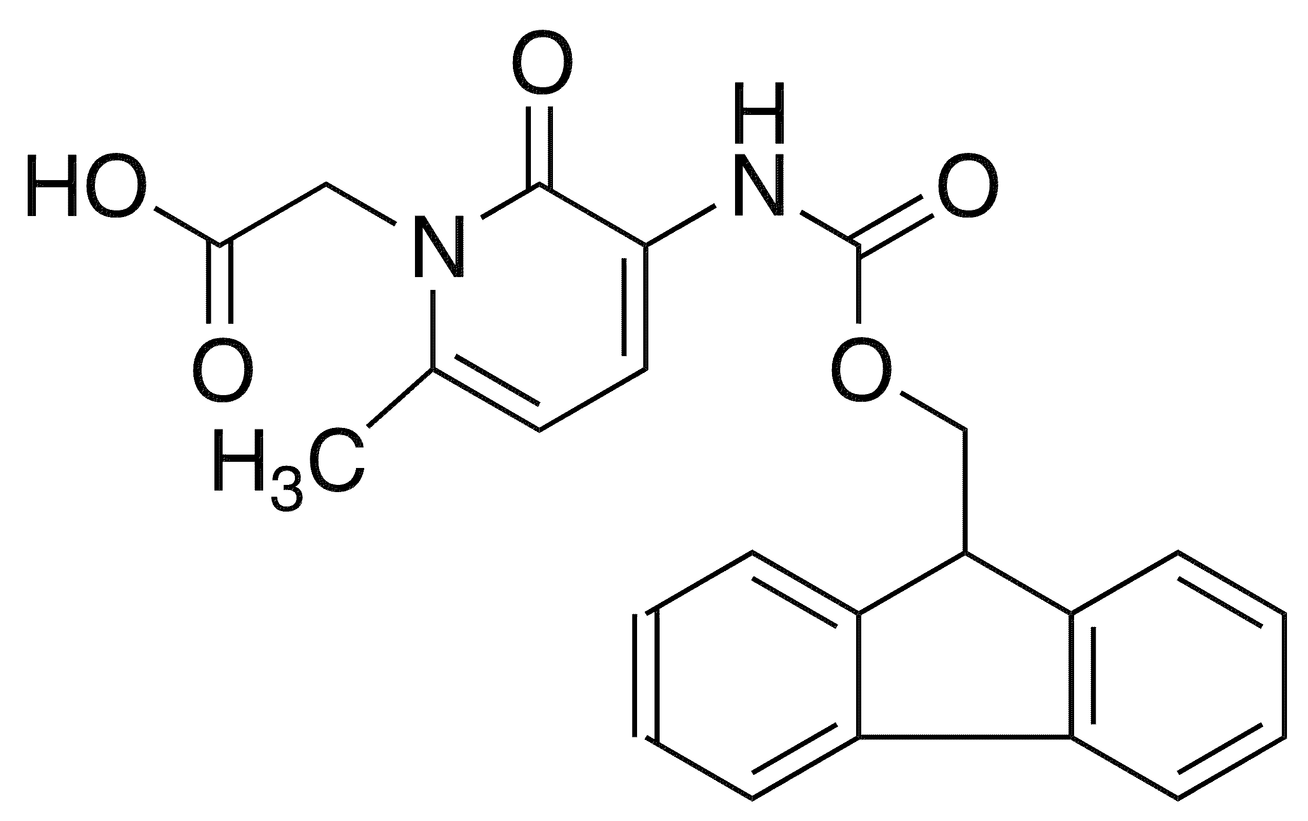 Fmoc-3-amino-6-methyl-1-carboxymethyl-pyridin-2-one - Chemical structure and product image