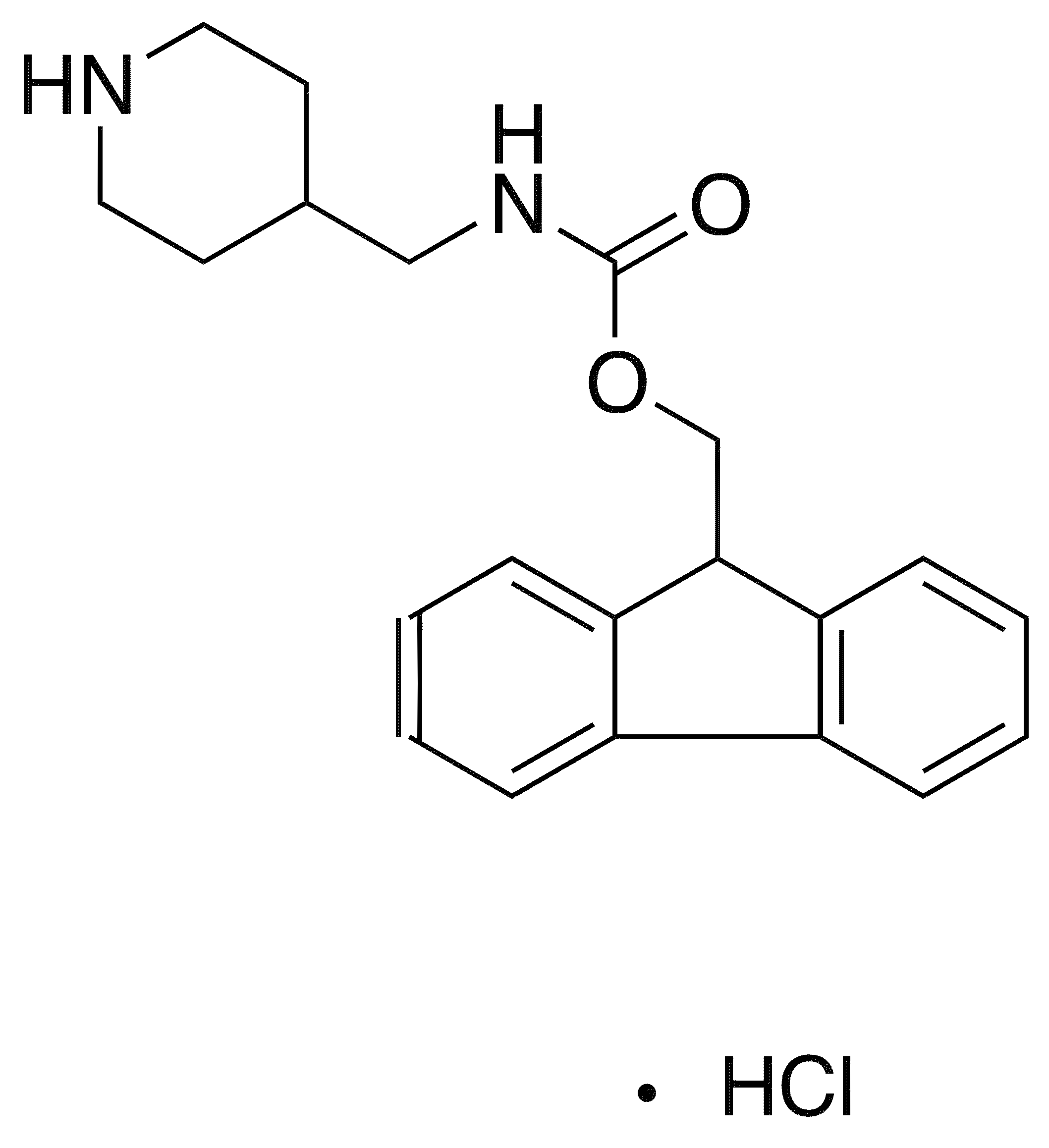 (Fmoc-4-aminomethyl)-piperidine hydrochloride - Chemical structure and product image