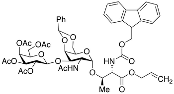 N-Fmoc-4,6-benzylidene-2 3 4 6 -tetra-O-acetyl T Epitope, Threonyl Allyl Ester - Chemical structure and product image