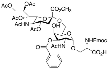 N-Fmoc-4,7,8,9-tetra-O-acetyl-3-O-benzoyl STn Epitope Methyl Ester - Chemical structure and product image