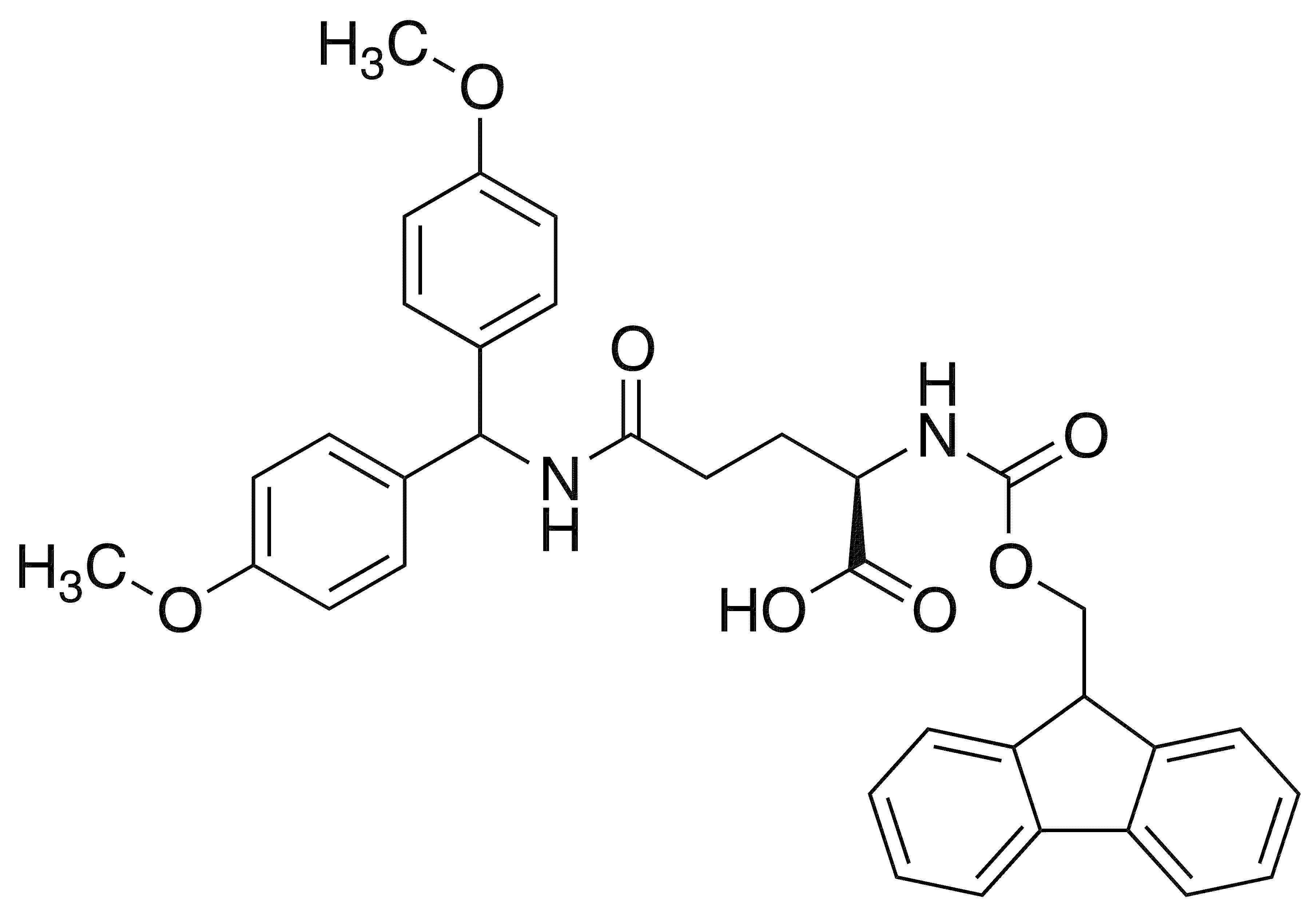 Fmoc-d-gln(mbh)-oh - Chemical structure and product image