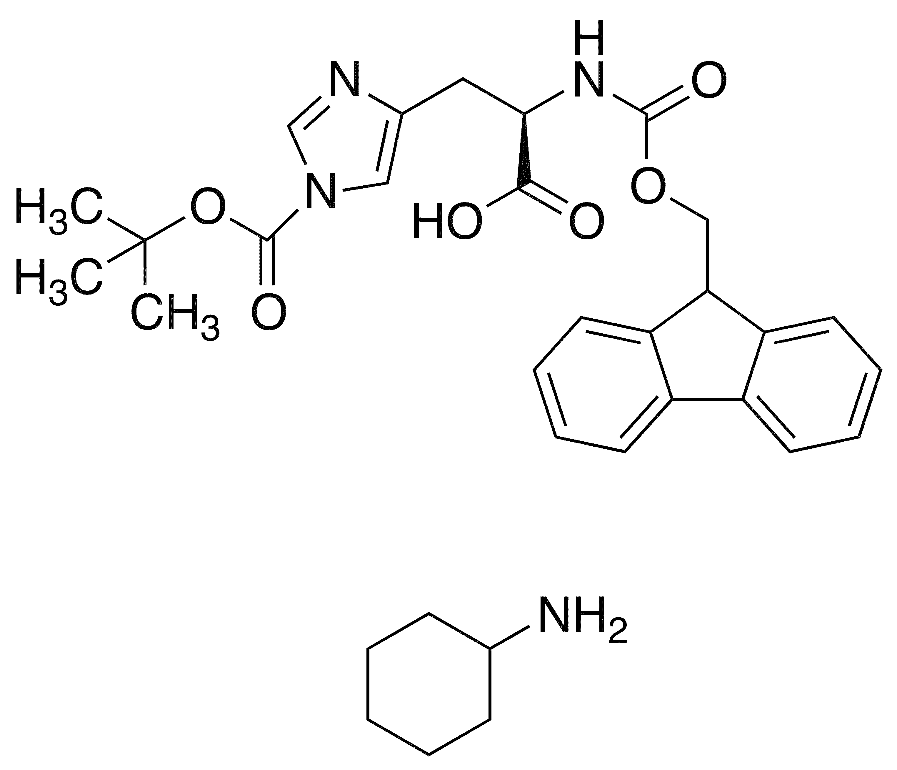 Fmoc-d-his(boc)-oh cha - Chemical structure and product image