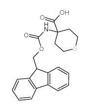 4-(9H-Fluoren-9-ylmethoxycarbonylamino)-tetrahydro-thiopyran-4-carboxylic acid - Chemical structure and product image